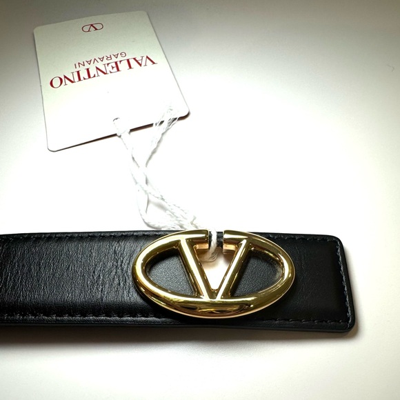 NWT Valentino Garavani Bold Edition V Logo Black Calfskin Leather Belt, Sz 80/32 main image 10